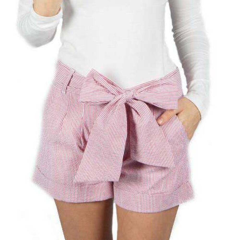 Lauren James Seersucker Bow Shorts